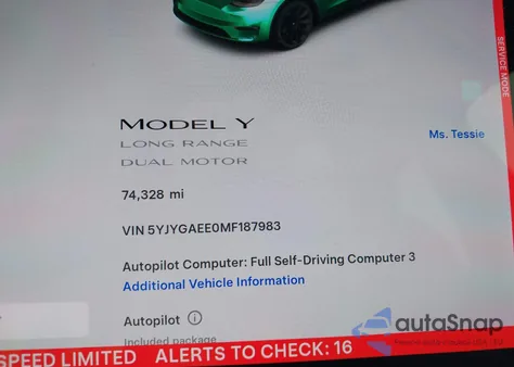 2021 Tesla Model Y Long Range Dual Motor All-Wheel Drive from USA, damaged, VIN 5YJYGAEE0MF187983